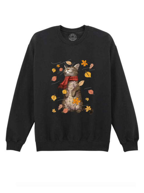 Bluza printata-Autumn Cat, Unisex