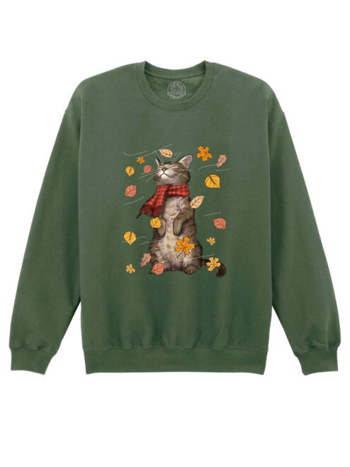 Bluza printata-Autumn Cat, Unisex
