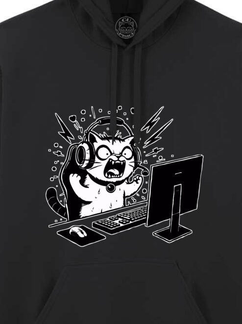 Hanorac printat-Gamer Cat, Unisex
