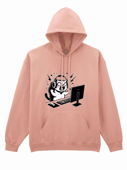 Hanorac printat-Gamer Cat, Unisex