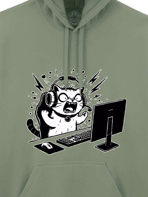Hanorac printat-Gamer Cat, Unisex