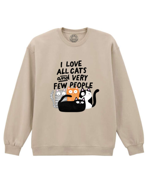 Bluza printata-I Love All Cats and Few People, Unisex