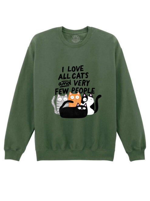 Bluza printata-I Love All Cats and Few People, Unisex