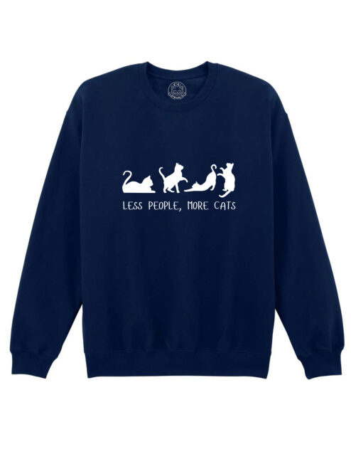 Bluza printata-Less People, More Cats, Unisex