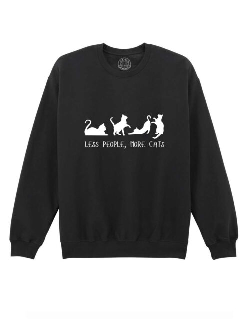Bluza printata-Less People, More Cats, Unisex
