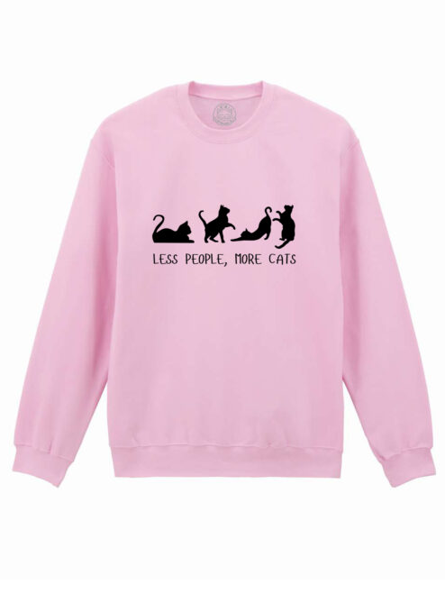 Bluza printata-Less People, More Cats, Unisex