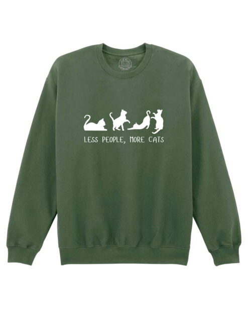 Bluza printata-Less People, More Cats, Unisex