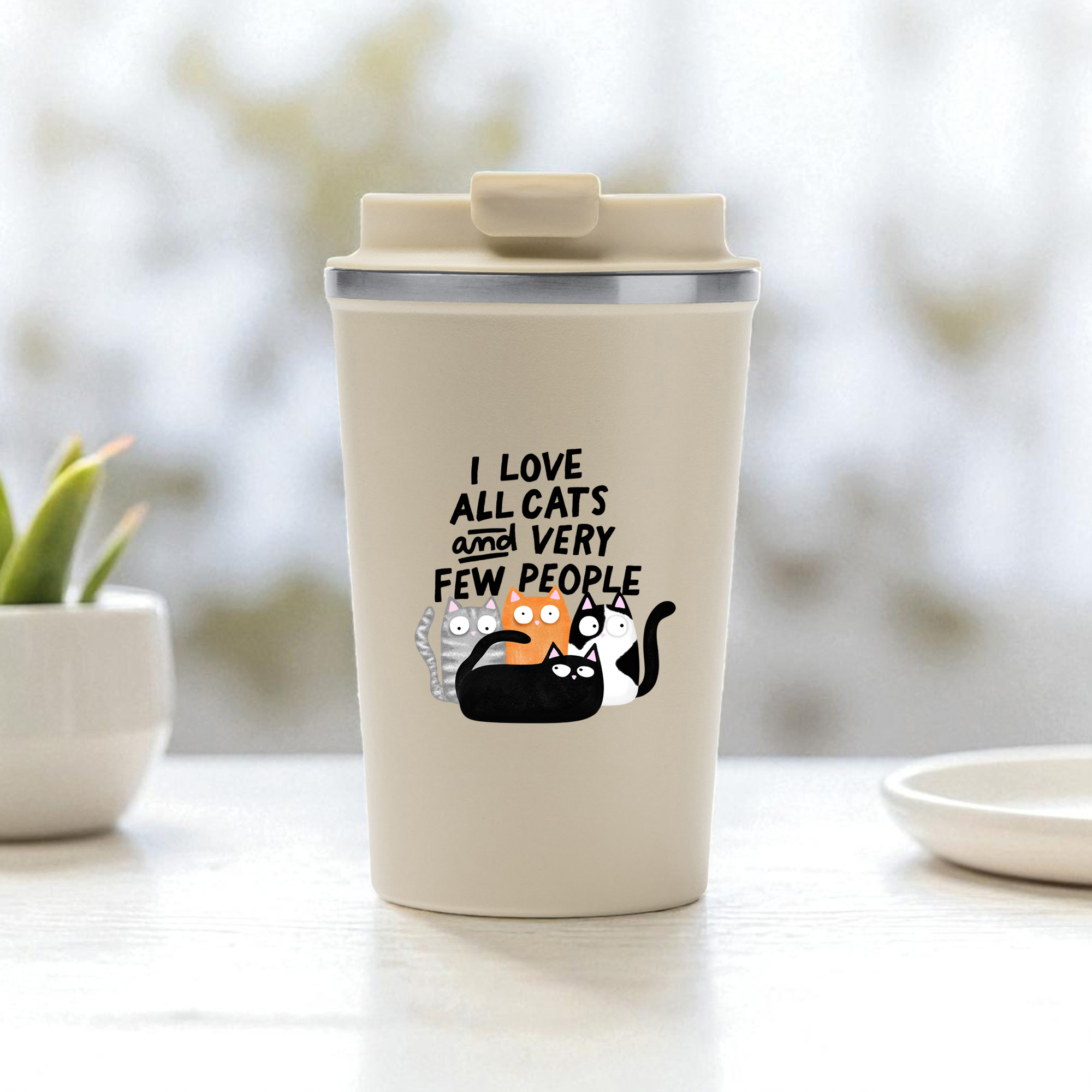 Cana termos cafea-I Love All Cats and Few People
