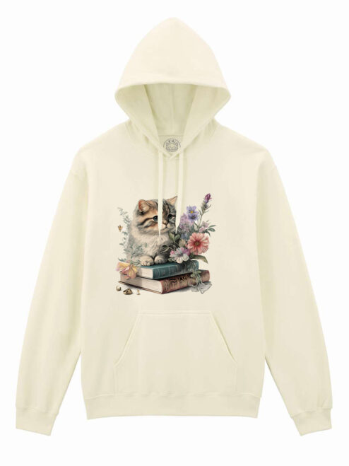 Hanorac printat-Cats and books, Unisex