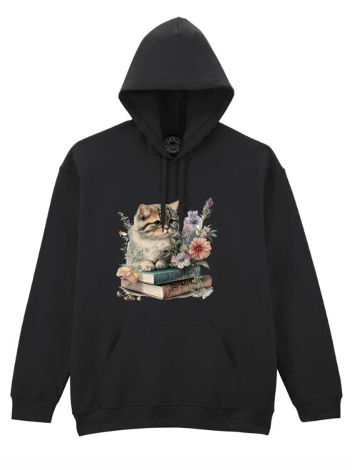 Hanorac printat-Cats and books, Unisex