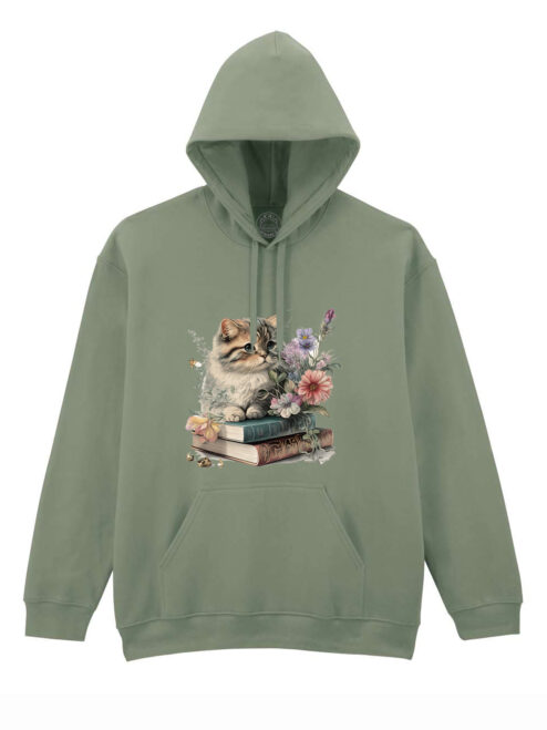 Hanorac printat-Cats and books, Unisex