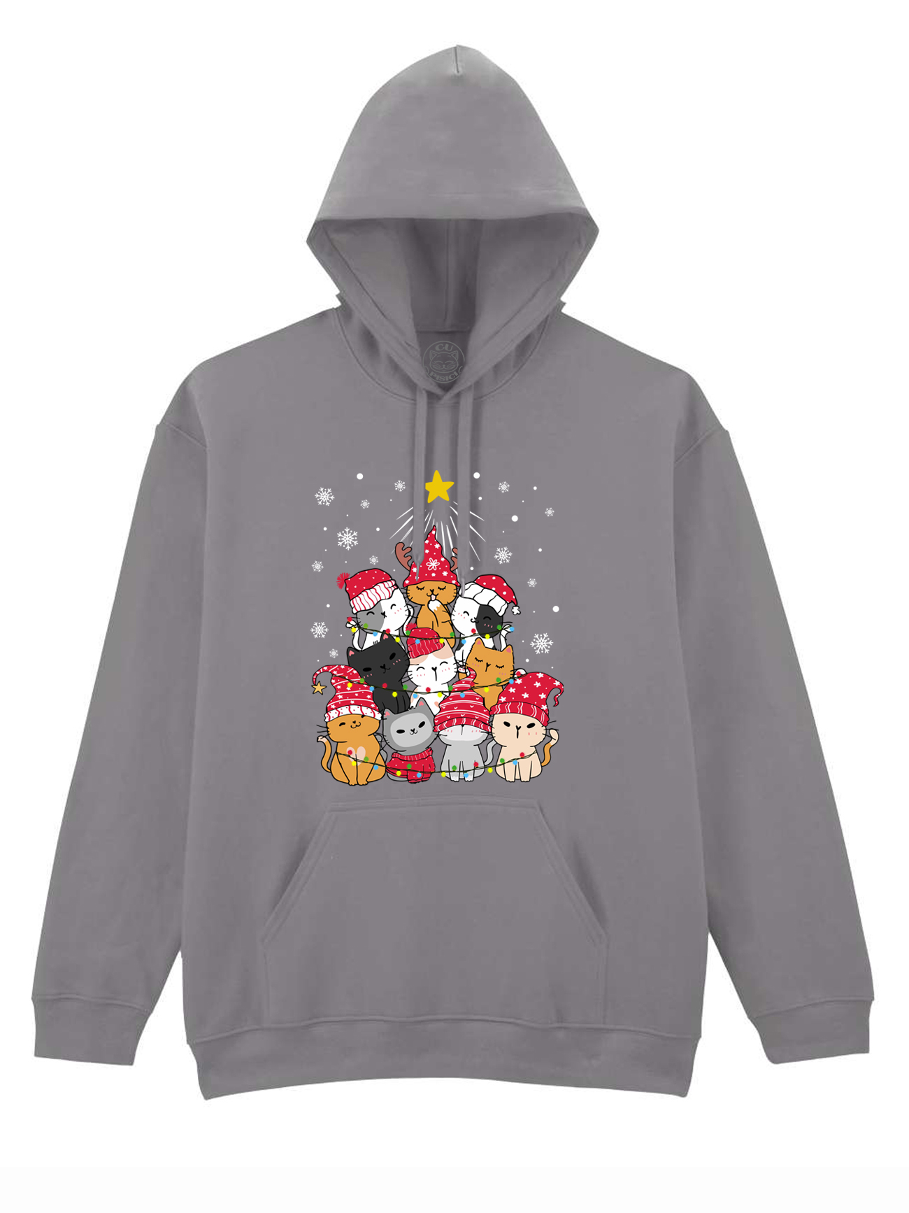 Hanorac printat-Meow Christmas Tree, Unisex