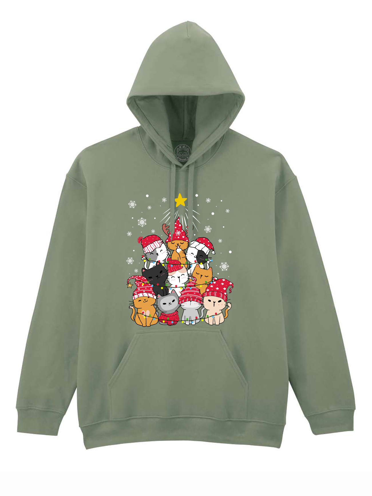 Hanorac printat-Meow Christmas Tree, Unisex