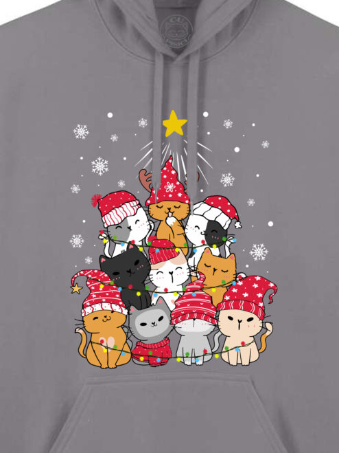 Hanorac printat-Meow Christmas Tree, Unisex