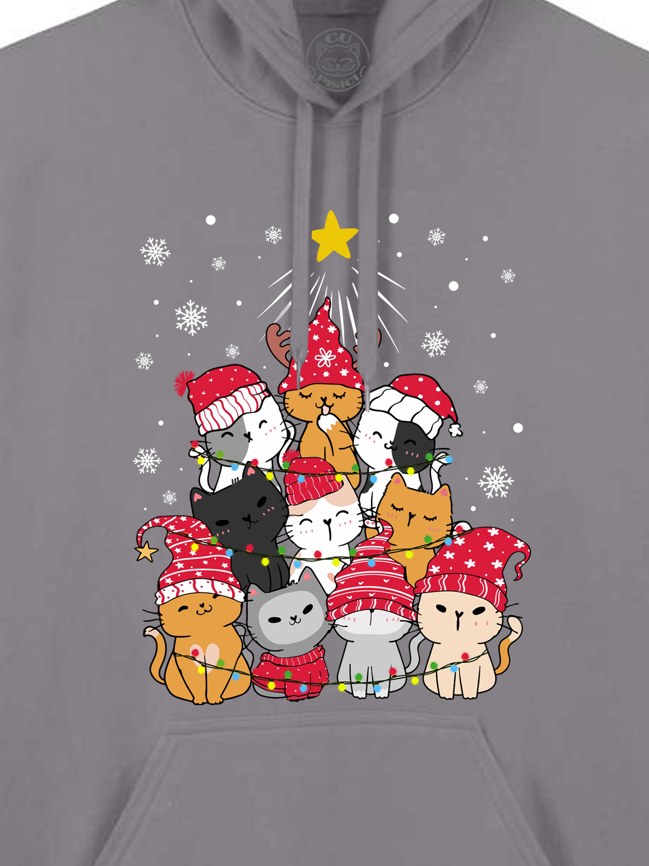 Hanorac printat-Meow Christmas Tree, Unisex