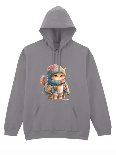 Hanorac printat-Winter Cat, Unisex