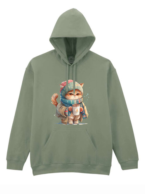 Hanorac printat-Winter Cat, Unisex