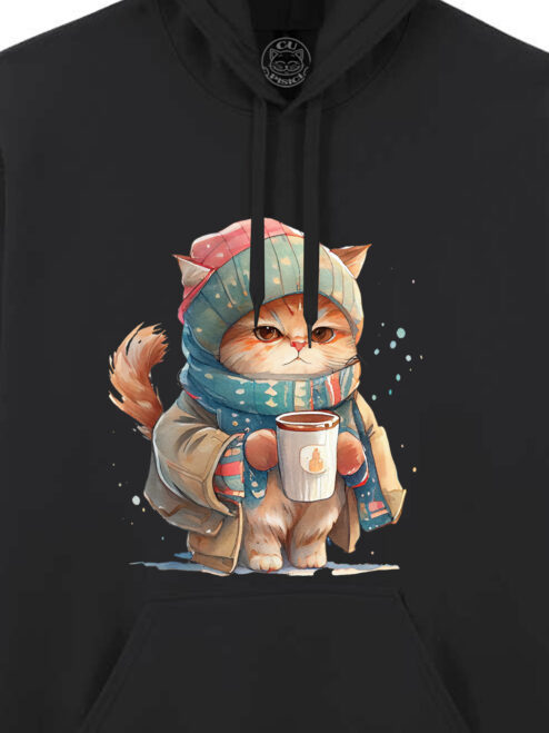 Hanorac printat-Winter Cat, Unisex