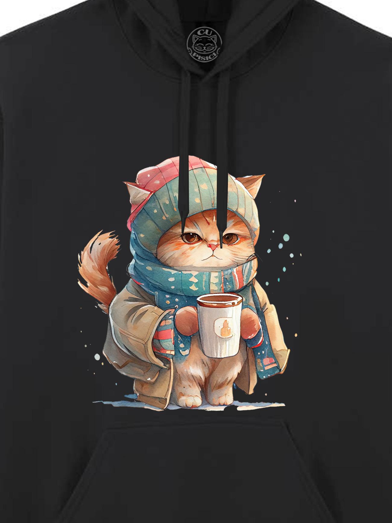 Hanorac printat-Winter Cat, Unisex