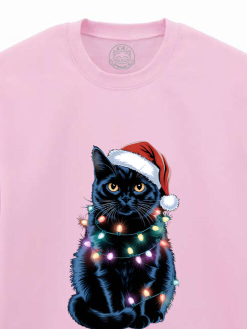 Bluza printata-Xmas Black Cat, Unisex