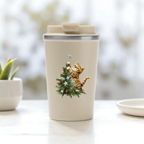 Cana termos cafea-Kitty Xmas Tree