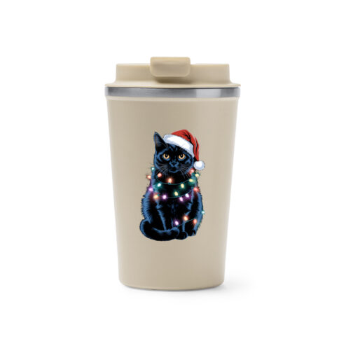 Cana termos cafea-Xmas Black Cat
