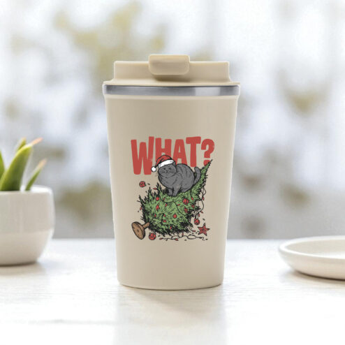 Cana termos cafea-Naughty Xmas Cat