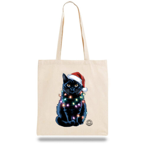 Geanta din bumbac-Black Xmas Cat