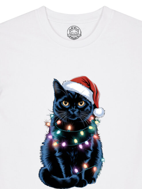 Tricou bumbac organic-Xmas Black Cat, Barbati