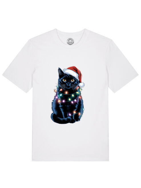 Tricou bumbac organic-Xmas Black Cat, Barbati