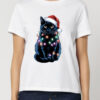 Tricou bumbac organic-Xmas Black Cat, Femei