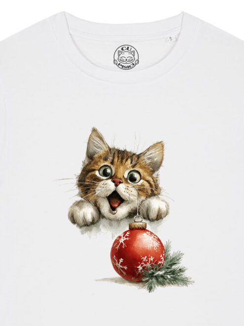 Tricou bumbac organic-Kitty Xmas Joy, Femei