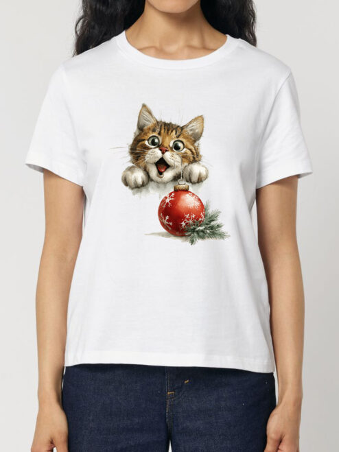 Tricou bumbac organic-Kitty Xmas Joy, Femei