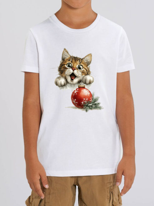 Tricou bumbac organic-Kitty Xmas Joy, Copii
