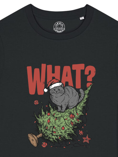 Tricou bumbac organic-Naughty Xmas Cat, Femei
