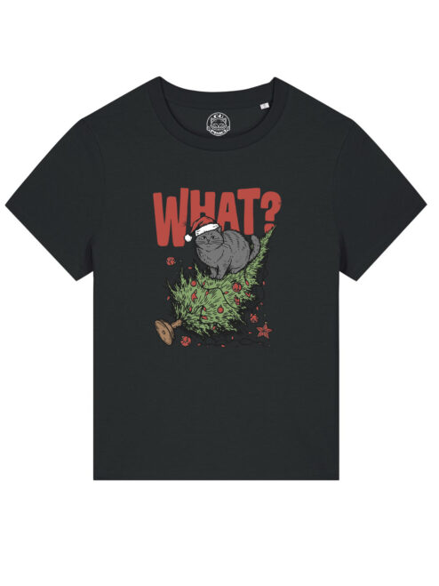 Tricou bumbac organic-Naughty Xmas Cat, Femei