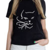 Tricou cu Pisica Neagra, pictat manual