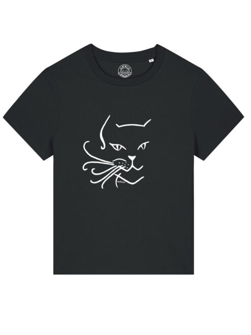 Tricou cu Pisica Neagra, pictat manual