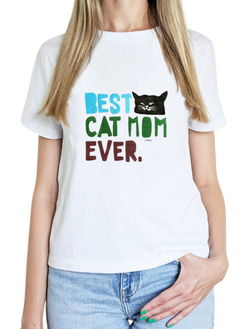 Tricou pictat manual BEST CAT MOM