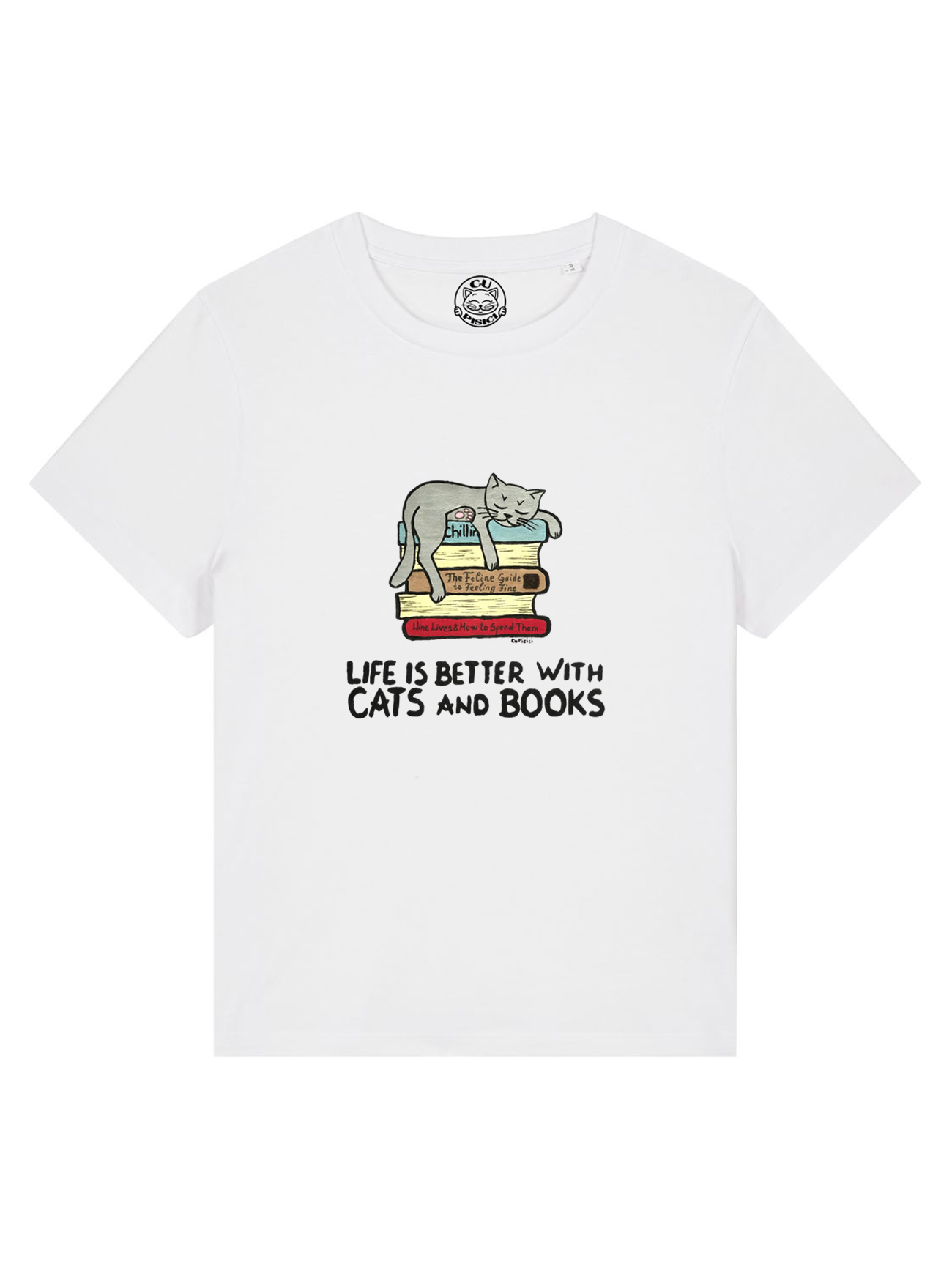 Tricou pictat manual Cats & Books