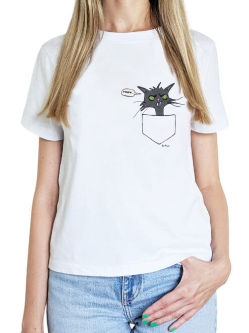 Tricou pictat manual Crazy Cat