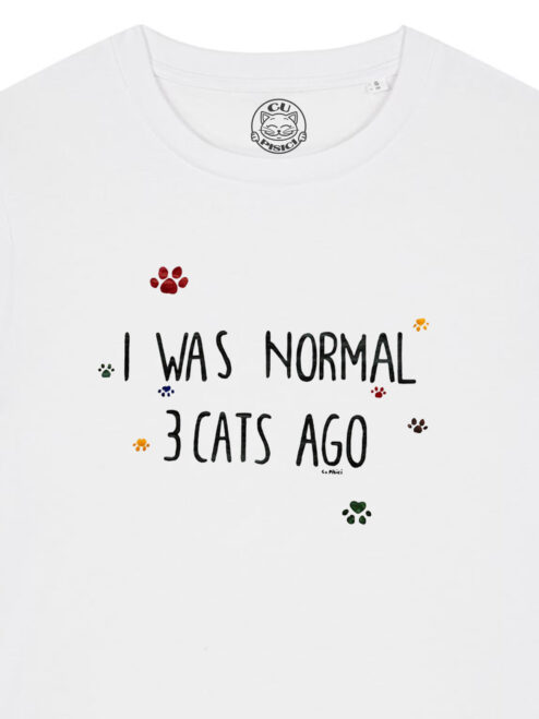 Tricou pictat manual-I was normal 3 Cats Ago, Alb