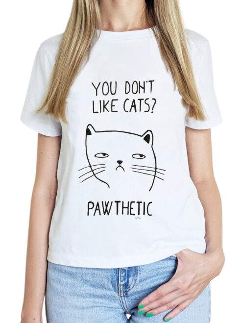 Tricou pictat manual cu Pisica Pawthetic