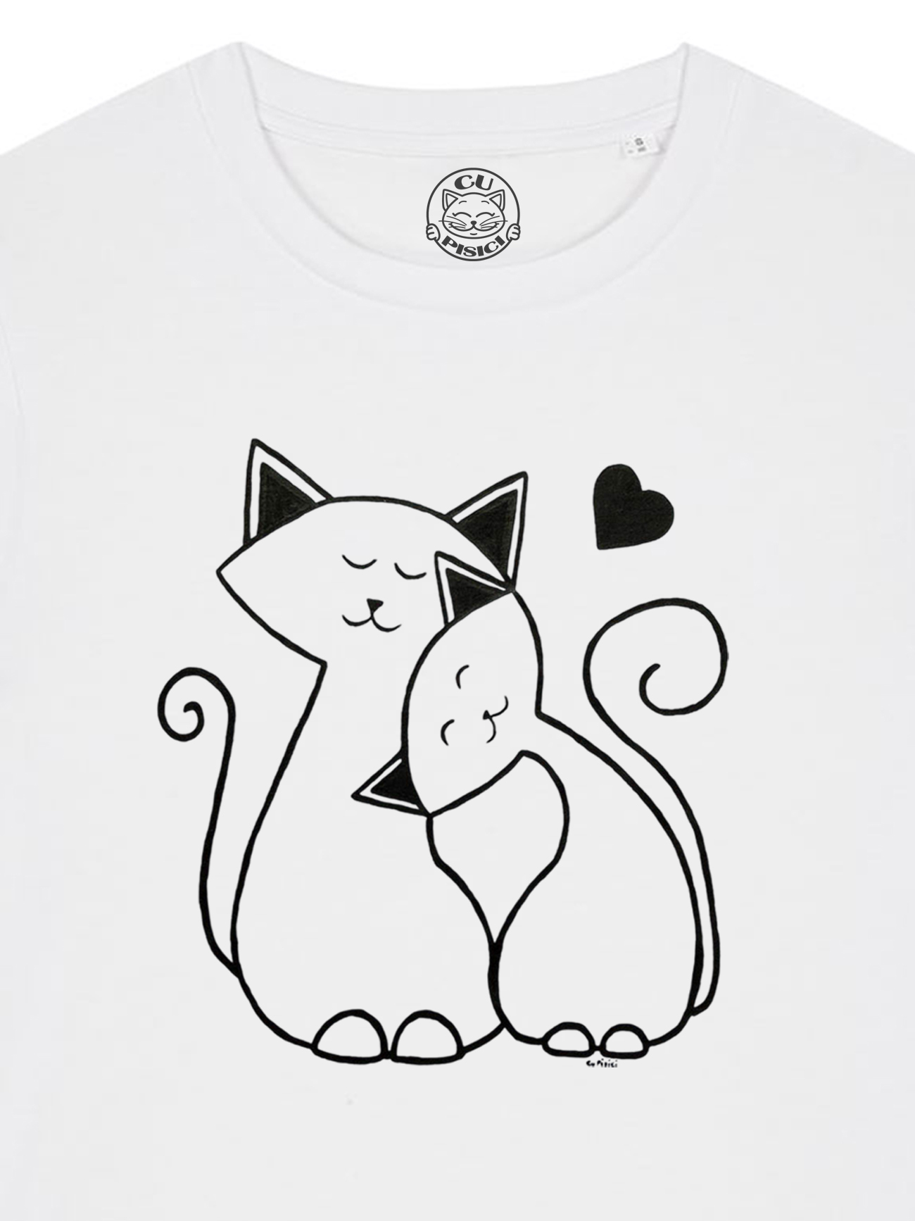 Tricou pictat manual cu Pisici care se Iubesc