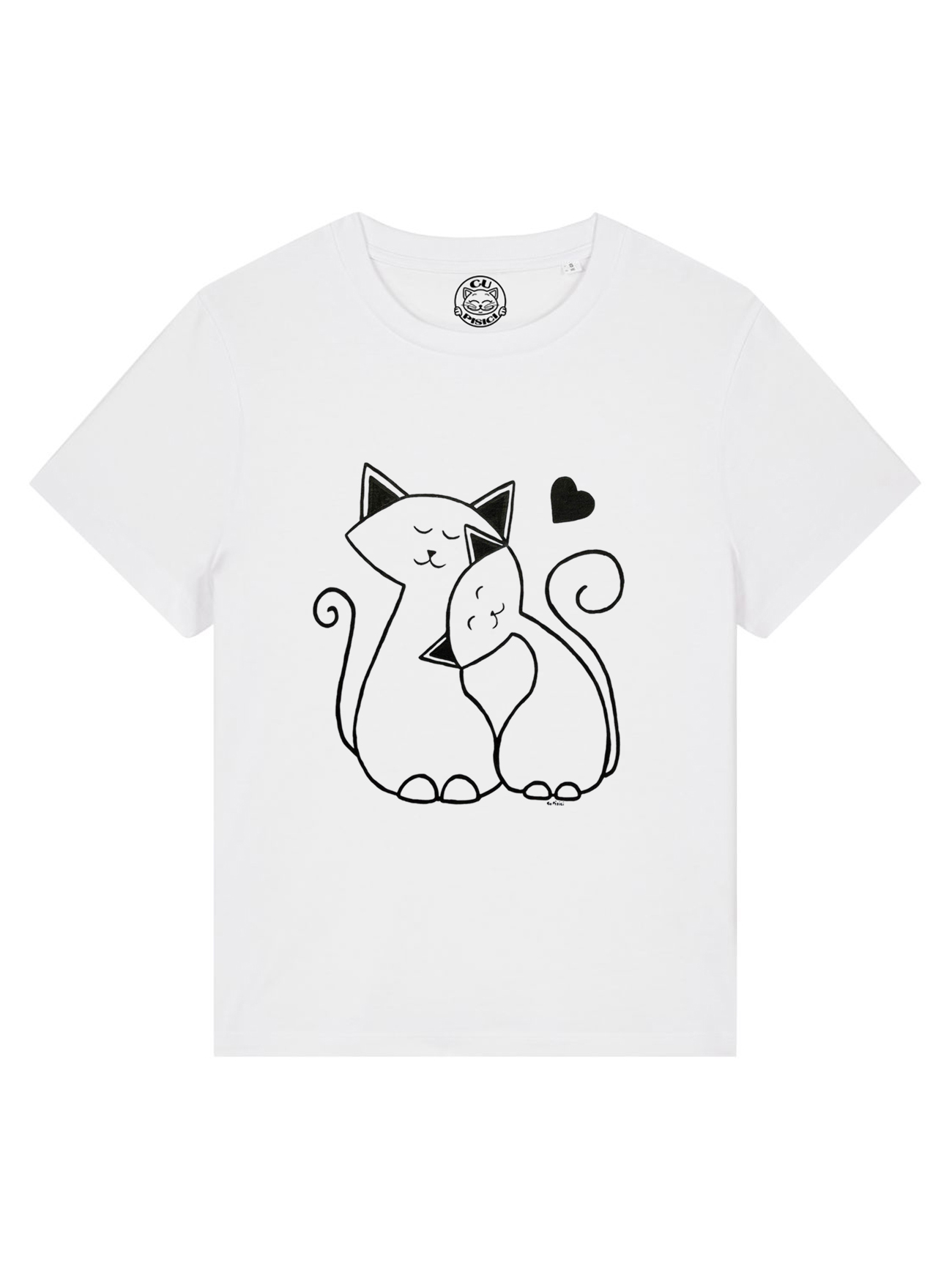 Tricou pictat manual cu Pisici care se Iubesc