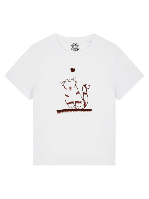 Tricou pictat manual cu Pisica Indragostita