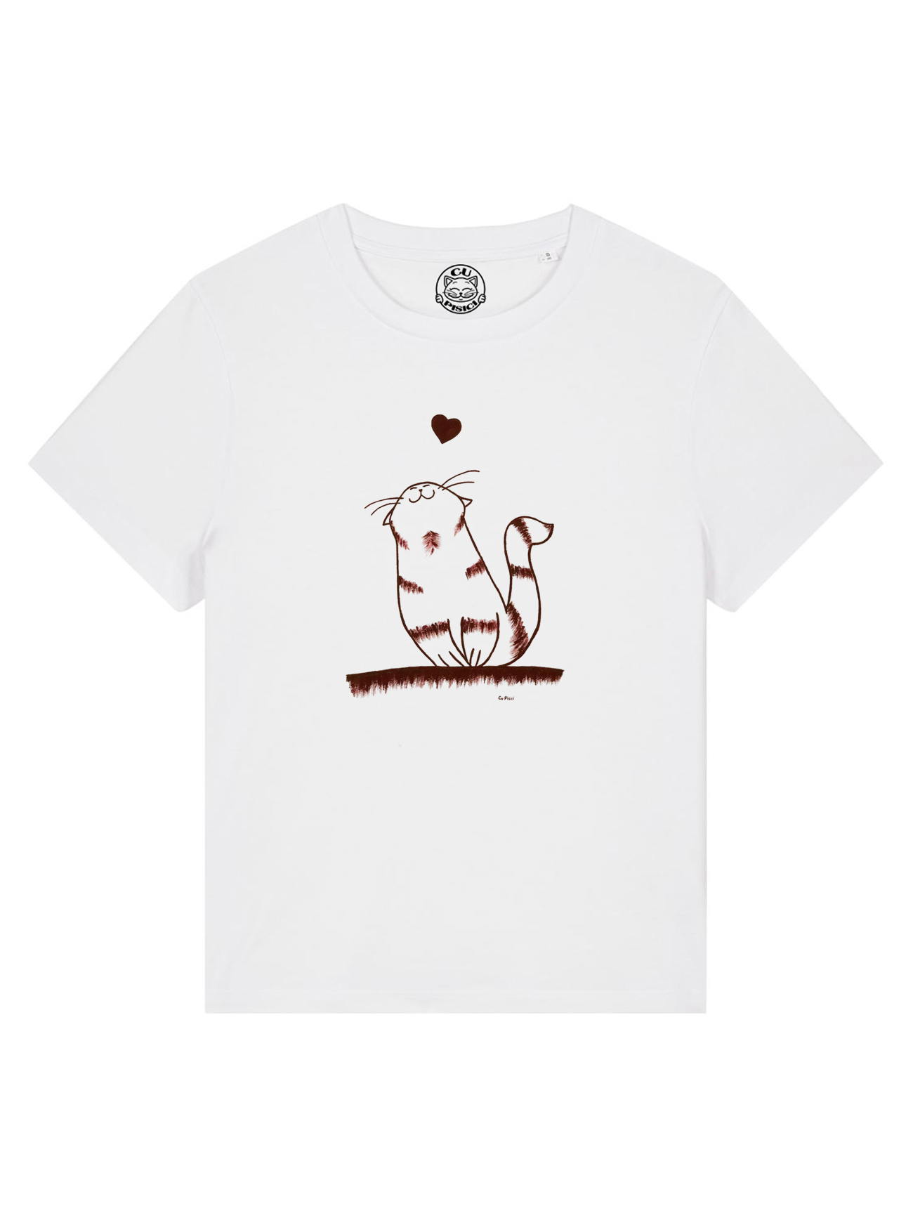 Tricou pictat manual cu Pisica Indragostita