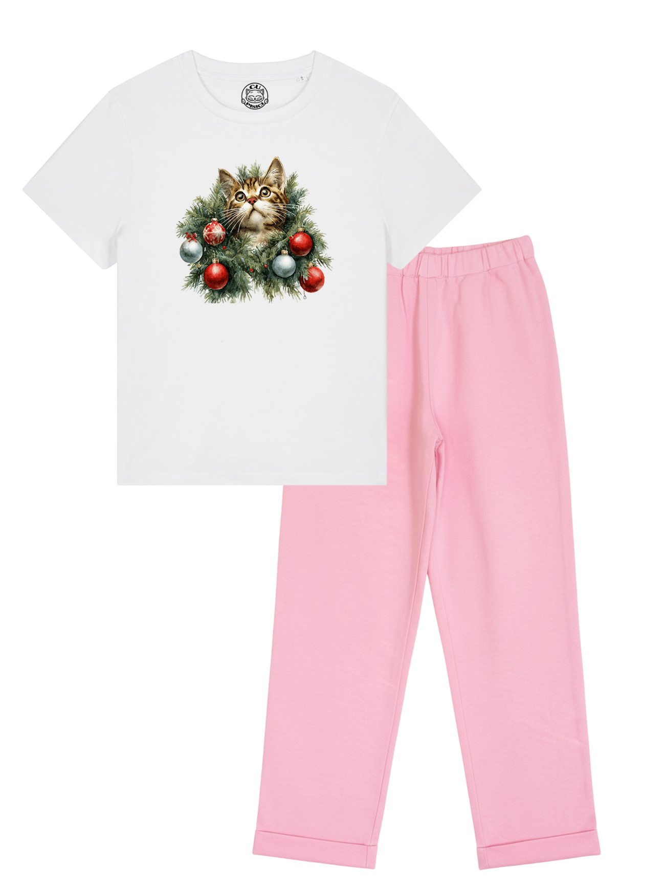 Pijamale cu Pisici-Curious Xmas Cat, Femei