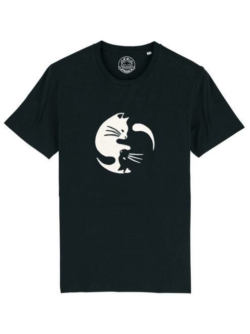 Tricou pentru barbati-Pisici Yin si Yang, pictat manual