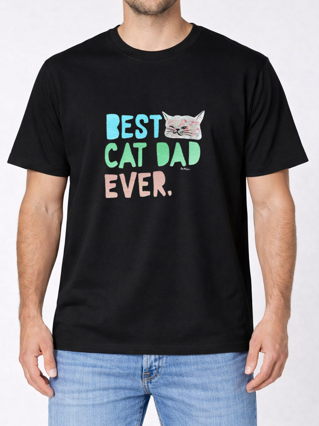 Tricou pictat manual BEST CAT DAD